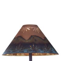 Rustic Round Copper Lampshade - Sunburst Shade Design - Washed Green Shade Finish