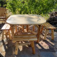 Contoured Comfort 47" Log Roundabout Table - Customer Provided Photo