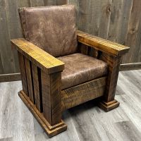 Sawmill Royal Timber Lounge Chair, Shown in Antique Barnwood Finish