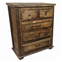 Rural Root 5 Drawer Weathered Wood Bachelor Chest