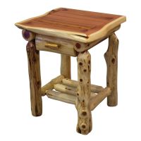 Rust Valley Red Cedar Log 1 Drawer Open Shelf Nightstand
