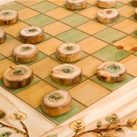 Rustic Aspen Hand-Painted Checker Board Coffee Table