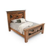 Rustic Barnwood Bed with Live Edge Slabs, Shown in Antique Barnwood Finish