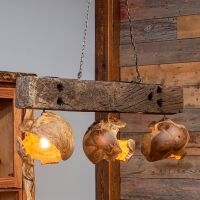 Rustic Reclaimed Beam & Hand Carved Teak Chandelier