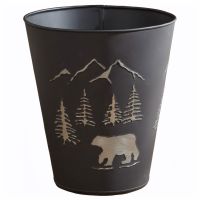 Rustic Black Bear Waste Basket