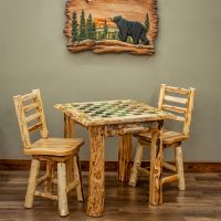 Rustic Aspen Hand-Painted Checker Board Table - 36"H (stools not included)