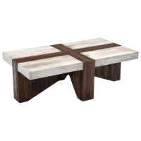 Rustic Chic Coffee Table - Antique White Distressed Mahogany - Stained Reclaimed Wood