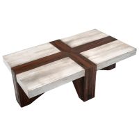 Rustic Chic Coffee Table - Antique White Distressed Mahogany - Stained Reclaimed Wood