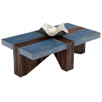 Rustic Chic Coffee Table - Antique Blue Distressed Mahogany - Stained Reclaimed Wood