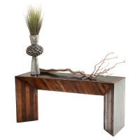 Rustic Chic Console Table shown in Natural Reclaimed Wood with decor on the top