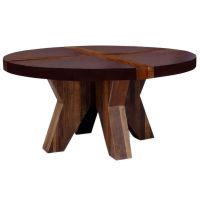 Round Rustic Contemporary Dining Table shown with Brown Mahogany Top