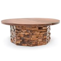 Rustic Craftsman Teak Brick Coffee Table