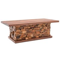 Rustic Craftsman Teak Brick Coffee Table
