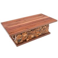 Rustic Craftsman Teak Brick Coffee Table