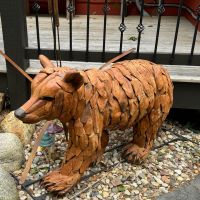 Rustic Driftwood Walking Grizzly Bear