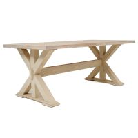 Rustic Farmstead Gathering Dining Table - Blasted Oak - Whitewash Finish