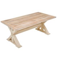 Rustic Farmstead Gathering Dining Table - Blasted Oak - Whitewash Finish