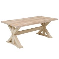Rustic Farmstead Gathering Dining Table - Blasted Oak - Whitewash Finish
