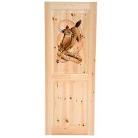 Rustic Hand Carved & Painted Jumping Deer Double Panel Interior Door
