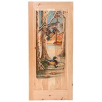 Rustic Hand Carved & Painted Woodland Ducks Single Panel Interior Door