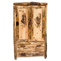 Rustic Hand-Carved Log Armoire