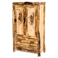 Rustic Hand-Carved Log Armoire