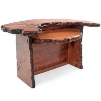 Rustic Live Edge Curved Redwood Slab Bar