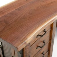 Rustic Mosaic Live Edge Walnut Executive Barnwood Desk