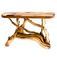 Rustic Mosaic Juniper Log Sofa Table