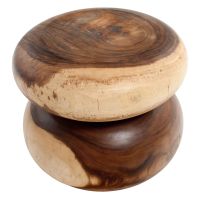 Rustic Natural Wood Cairn End Table