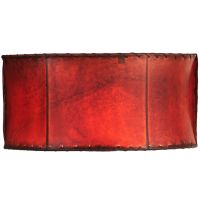 Rustic Rawhide Drum Lampshade shown in Red