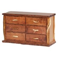 Rustic Redwood & Juniper Log 6 Drawer Dresser