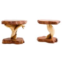 Rustic Redwood & Juniper Log End Tables