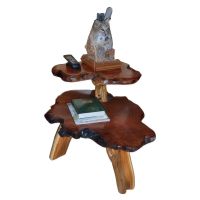 Rustic Redwood & Juniper Two Tier Side Table