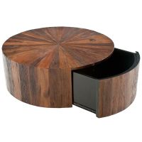 Rustic Round 1 Drawer Reclaimed Wood Coffee Table