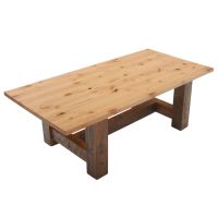 Rustic Timber Dining Table - Flat Edge Smooth Alder Tabletop - Natural Clear Tabletop Finish