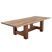 Rustic Timber Dining Table - Live Edge Black Walnut Tabletop - Natural Clear Tabletop Finish