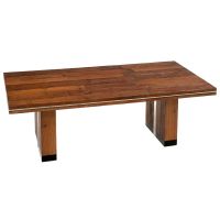 Rustic Urban Strip Dining Table shown in Natural Reclaimed Wood with Silver Steel Inlays