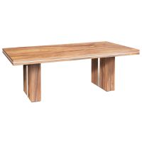 Rustic Urban Strip Dining Table shown in Golden Walnut with Silver Steel Inlays