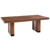 Rustic Urban Strip Dining Table shown in Natural Reclaimed Wood with Silver Steel Inlays