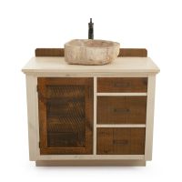 CUSTOM - Rustic Antiqued Farmhouse Vanity - 36" Sink Center w/ Custom Drawers (Standard 36" & 42" Sink Center vanities come w/ no working drawers)