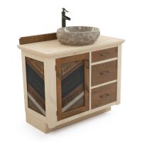 CUSTOM - Rustic Antiqued Chevron Vanity - Dark Gray Finish - 36" Sink Center w/ Custom Drawers (Standard 36" & 42" Sink Center vanities come w/ no working drawers)