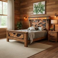 Organic Teak Barnwood Bed: Some lifestyle images are created with AI for visualization purposes. Crafted from natural solid wood, each piece is unique and will vary.