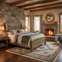 Rustic Barnwood Bed: Some lifestyle images are created with AI for visualization purposes. Crafted from natural solid wood, each piece is unique and will vary.