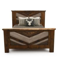 Rustic Chevron Barnwood Bed - Spalted Maple caps