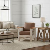 Cottage Style Lounge Chair: Some lifestyle images are created with AI for visualization purposes. Crafted from natural solid wood, each piece is unique and will vary.
