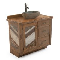 CUSTOM - Rustic Chevron Barnwood Vanity - 36" Sink Center w/ Custom Drawers (Standard 36" & 42" Sink Center vanities come w/ no working drawers)