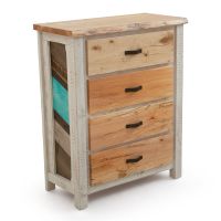 Coastal Chevron Cottage 4 Drawer Barnwood Chest - Faded Aqua