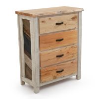Coastal Chevron Cottage 4 Drawer Barnwood Chest - Charcoal