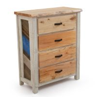 Coastal Chevron Cottage 4 Drawer Barnwood Chest - Lake Blue
